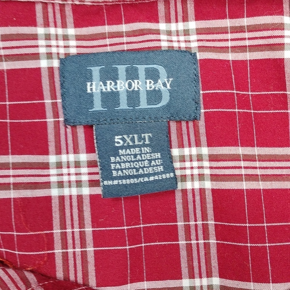 Harbor Bay Red and White Casual Button Down Men's Shirt Size 5XLT - Picture 2 of 12